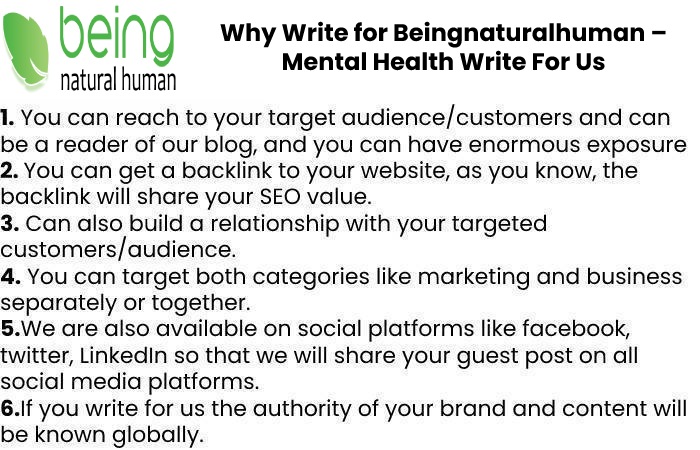 Why Write for Beingnaturalhuman – Mental Health Write For Us