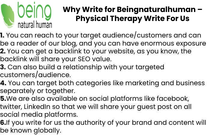 Why Write for Beingnaturalhuman – Physical Therapy Write For Us