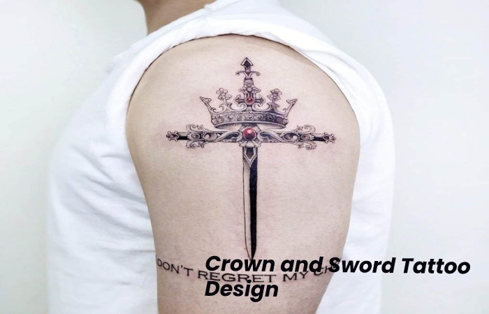 Sword And Two Crowns Vintage Gothic Style Inspired Art Vector  Illustration Isolated Tattoo Design In Gold Royalty Free SVG Cliparts  Vectors And Stock Illustration Image 140933512