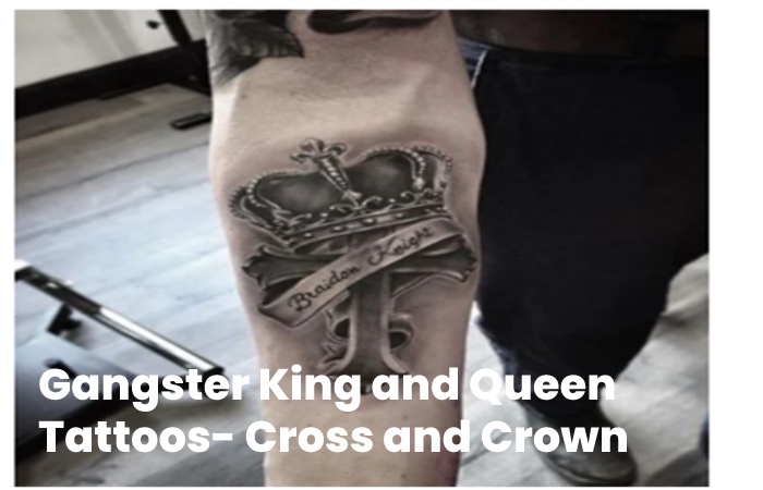 Gangster King and Queen Tattoos- Cross and Crown Tattoo