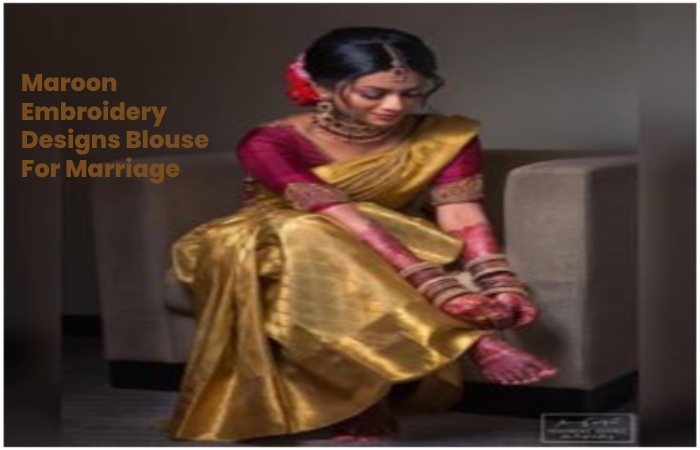 Maroon Embroidery Designs Blouse For Marriage