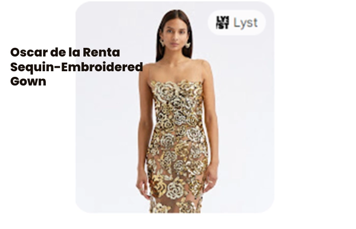 Oscar de la Renta Sequin-Embroidered Gown