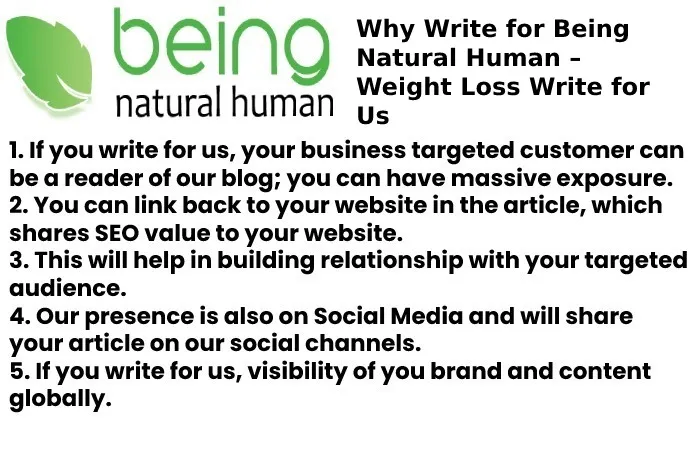 Why Write for Being Natural Human – Weight Loss Write for Us